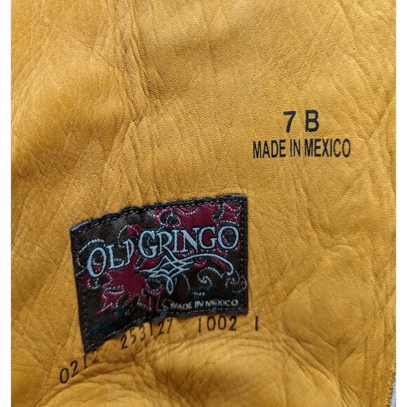 Old Gringo 7B Tan Leather Western Boots Embroidered Fleur de Lis Distressed - Picture 8 of 8